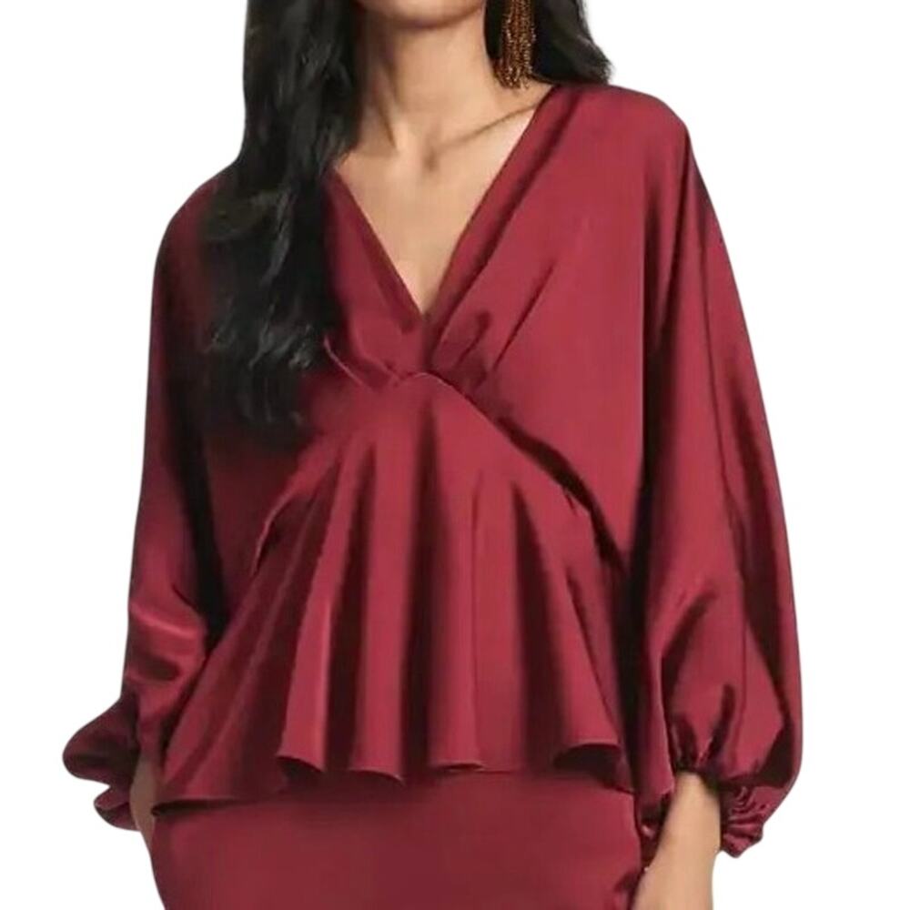 SACHIN + BABI Keirsten Top / Blouse in Bordeaux Size 1XL New with Tag MSRP $275